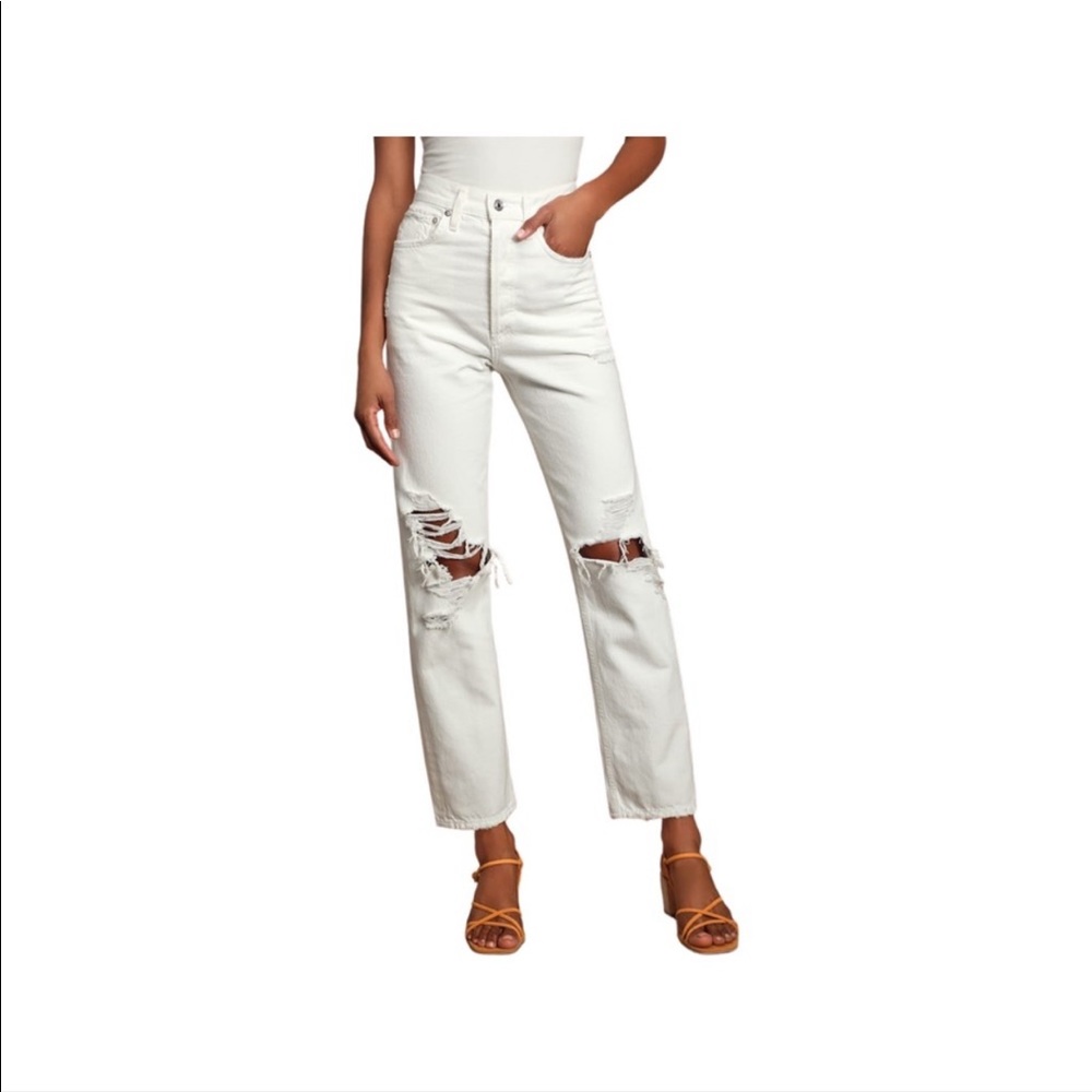 AGOLDE 90s Loose Fit Distressed Jeans white size 27